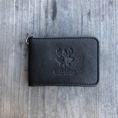 広島ジビエレザー　東広島産天然鹿革二つ折りID/パスケース【01ブラック】