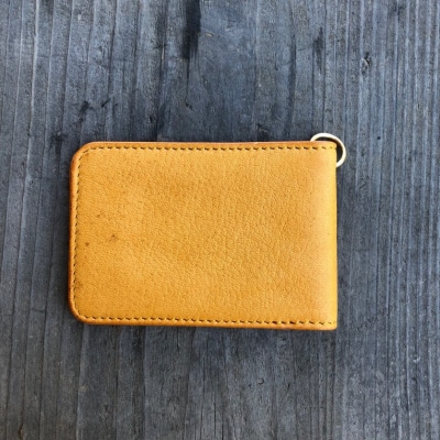 広島ジビエレザー　東広島産天然鹿革二つ折りID/パスケース【02キャメル】