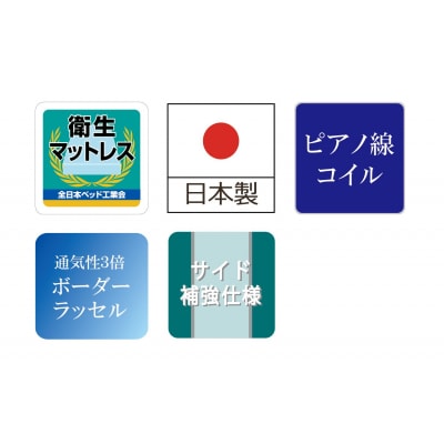 国産ピアノワイヤーポケットコイルマットレス/シングル/W98cm×L196cm×H29cm/