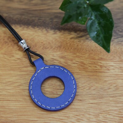 レザーグラスホルダー(ステッチ有)青