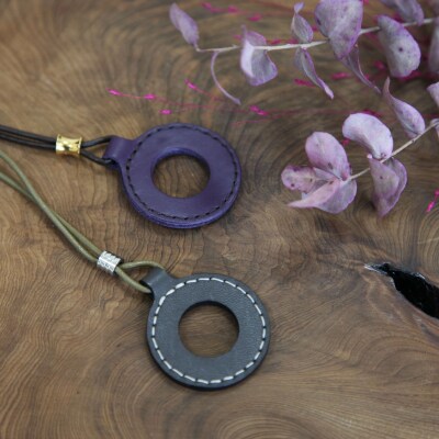 レザーグラスホルダー(ステッチ有)紫