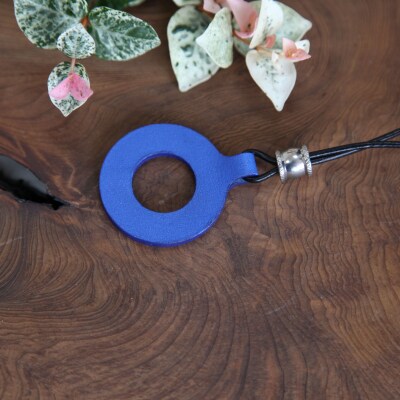 レザーグラスホルダー(ステッチ無)青