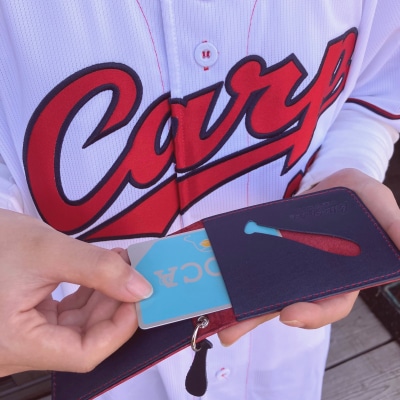 【広島ジビエレザー×広島東洋カープ】東広島産天然鹿革　二つ折りパスケース