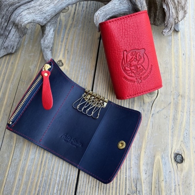 【広島ジビエレザー×広島東洋カープ】東広島産天然鹿革　5連キーケース