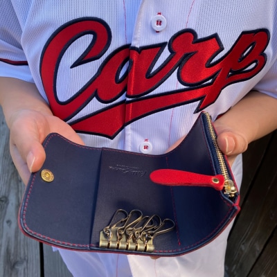 【広島ジビエレザー×広島東洋カープ】東広島産天然鹿革　5連キーケース