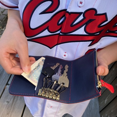 【広島ジビエレザー×広島東洋カープ】東広島産天然鹿革　5連キーケース