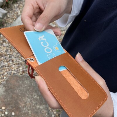 【広島ドラゴンフライズ×ベルズスクエア】コラボ　東広島産鹿革使用　二つ折りIDカード/パスケース