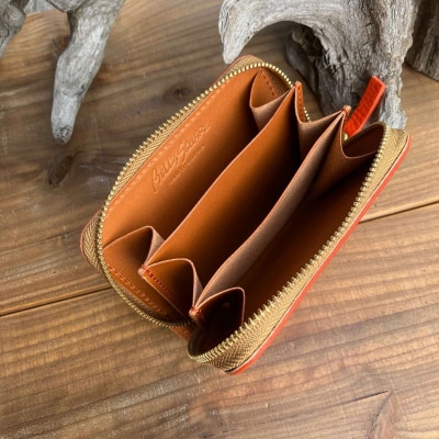 【広島ドラゴンフライズ×ベルズスクエア】コラボ　東広島産鹿革使用　ミニラウンドファスナー財布