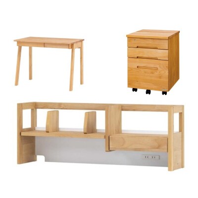 学習デスク3点セット(フィーロ 本体・上棚・3000ワゴン)