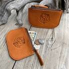 【広島ジビエレザー×広島東洋カープ】東広島産鹿革使用☆ファスナーポーチ☆ヴィンテージキャメル