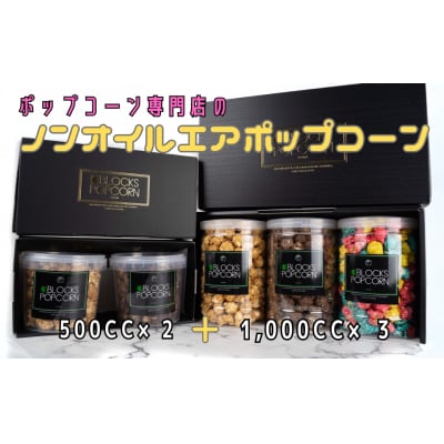 ポップコーン専門店 詰め合わせBOX2箱 ノンオイルのエアポップ 5個入り 