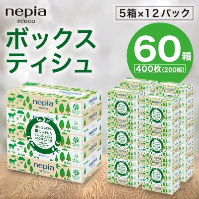 ネピア　ネピecoティシュ200組　5箱×12パック　サステナブル　SDGs　ティッシュ 日用品