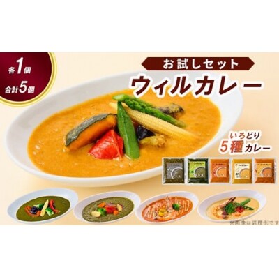 【ウィルカレー】いろどり5種カレー お試しセット　レトルト　湯せん　冷凍　食べ比べ