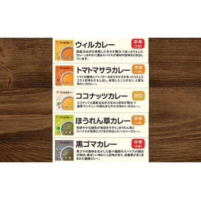 【ウィルカレー】いろどり5種カレー　20個入　レトルト　湯せん　冷凍　食べ比べ