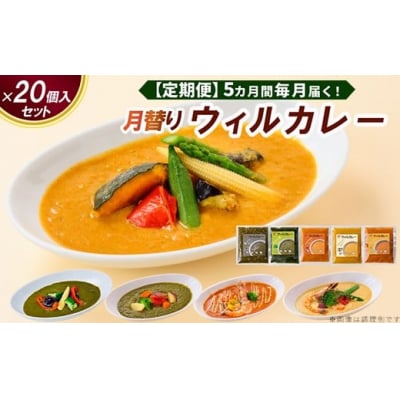 【定期便】5カ月間毎月届く!月替りウィルカレー20個入セット