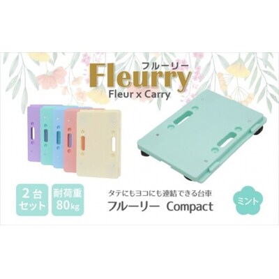 床をキズつけない台車「フルーリーCompact」2台セット　カラー:ミント(グリーン)