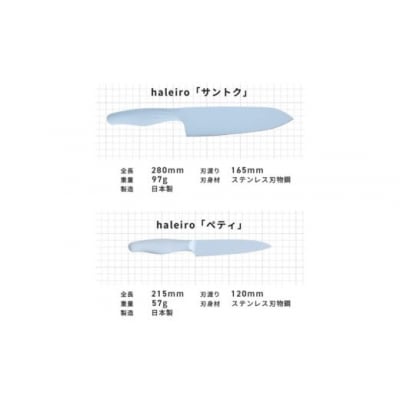 オールステンレスのカラー包丁haleiro(ハレイロ)サントク・ペティ各1本　ミルクティー