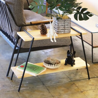 アイアンレッグラック(2段)　色:ナチュラル(NA)　ILR2-NA