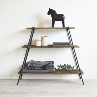 アイアンレッグラック(3段) 色:ダークブラウン(DB) ILR3-DB | 愛知県