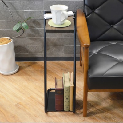 アイアンレッグサイドテーブルHigh　色:ダークブラウン(DB)　ILST-H-DB