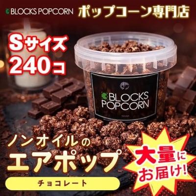 ポップコーン専門店 大量にお届け ノンオイルのエアポップ Sサイズ 240個　味:チョコレート