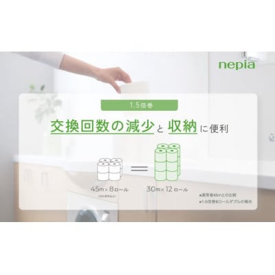 ネピアトイレットロール1.5倍巻82.5m巻8ロールシングル×8パック入り