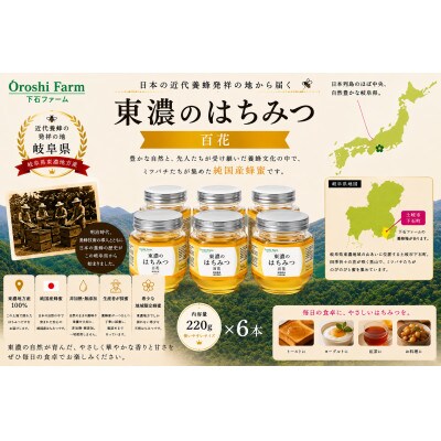 東濃のはちみつ　百花　220g　6本セット