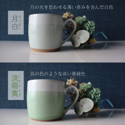 【美濃焼】 bi-color マグカップ 2色セット (月白・淡萌黄) 【山二製陶所】