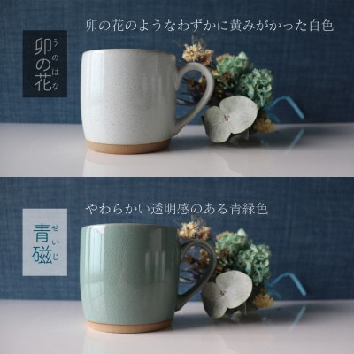 【美濃焼】one-color マグカップ 2色セット (卯の花・青磁)【山二製陶所】