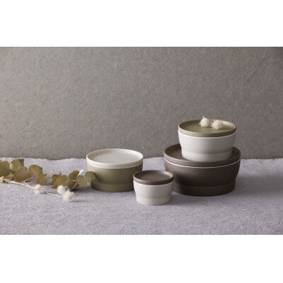 044　StackStock マット　プレートL・ボウルL Matcha×Azuki4Pセット