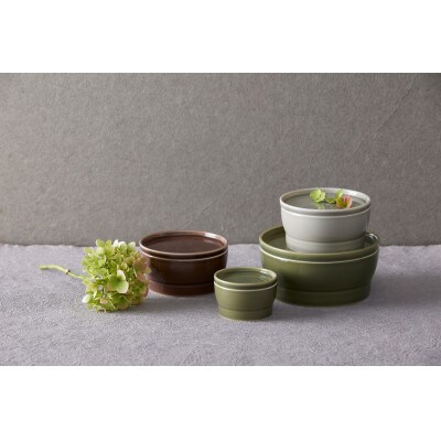 062　StackStock グロス　プレートM・ボウルM Matcha×Sesame4Pセット