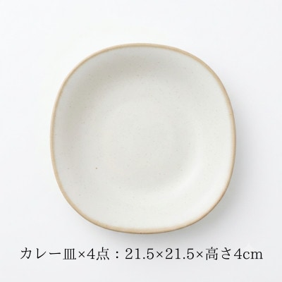 【美濃焼】淡く優しいフチドリのカレー皿 4点セット【山正各務陶器】490307　ナチュラル　北欧風