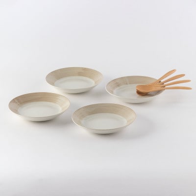 【美濃焼】Casa カレー皿 セット 木製スプーン付【陶土う庵】(3262-0186)
