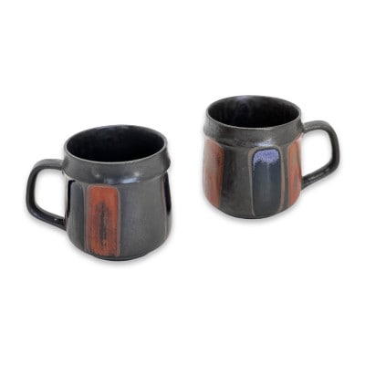 Vintage pottery Mug Classical ブラッシュ モダンペアマグカップ