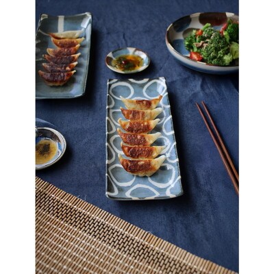 【美濃焼】筆青 長角皿揃 5点セット 柄物