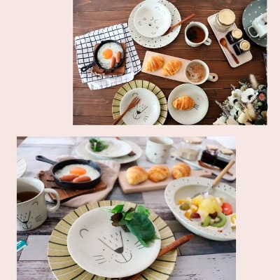 【美濃焼】モグモグランチ ペアプレートセット 大・小 4枚セット 釉掛け