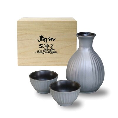 【美濃焼】ガレナシルバー 酒器揃 徳利・盃セット