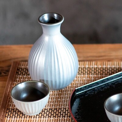 【美濃焼】ガレナシルバー 酒器揃 徳利・盃セット