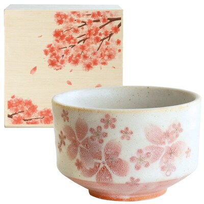 【美濃焼】 茶楽 舞桜 抹茶碗 桜木箱入