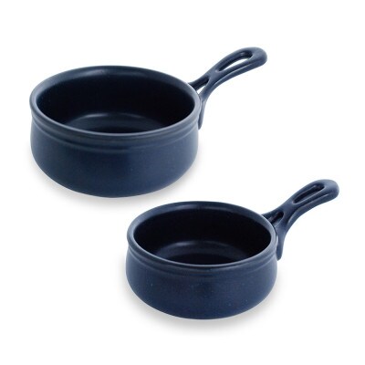 【美濃焼】セラキッチン片手鍋13cm&21cmセット(ネイビー)【クリヤマ】