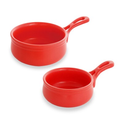 【美濃焼】セラキッチン片手鍋13cm&21cmセット(レッド)【クリヤマ】