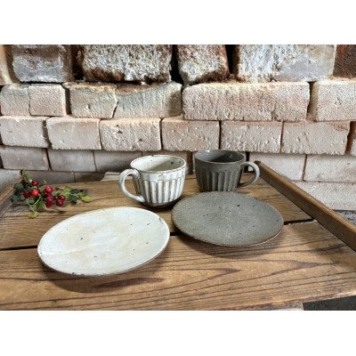 荒土しのぎカップ&ソーサー4点セット