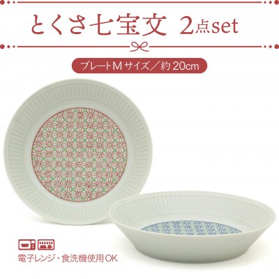 【美濃焼】とくさ七宝文　プレート2点【三郷陶器】 6829