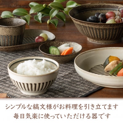 【美濃焼】縞臼文　パスタ皿　2点【三郷陶器】6830