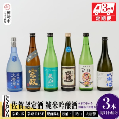 TheSAGA認定酒 純米吟醸酒おまかせ3本 定期便3回(H072162)