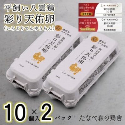 飼い八雲鶏(やくもどり)　彩り天佑卵(てんゆうらん) 10個×2パック　計20個