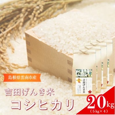 島根県雲南市産　吉田げんき米　コシヒカリ　20kg(5kg×4)