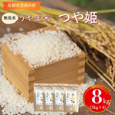 【無洗米】神話の里/吉田町「うやま米」つや姫 8kg(2kg×4)