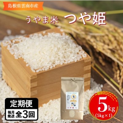 【毎月定期便】神話の里/吉田町「うやま米」つや姫 5kg(5kg×1)全3回