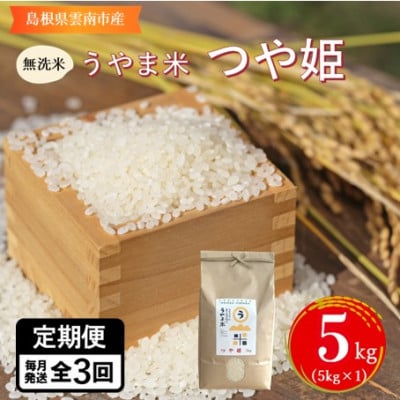 【毎月定期便】【無洗米】神話の里/吉田町「うやま米」つや姫 5kg(5kg×1)全3回